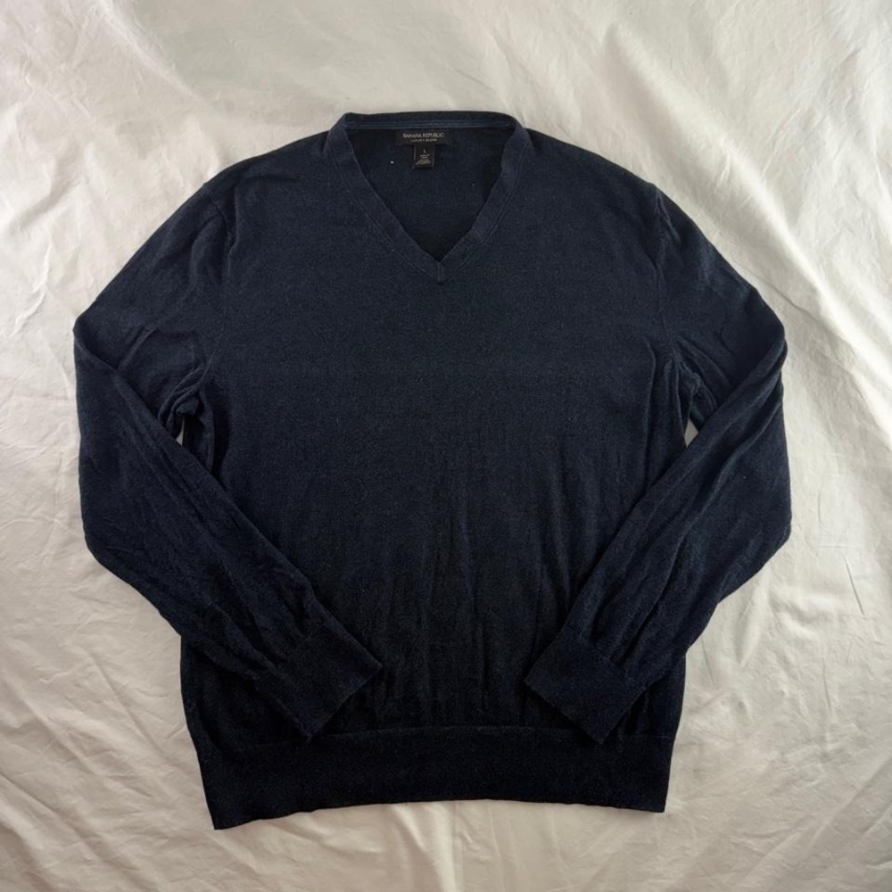 Banana Republic Luxury Blend Silk Cotton Cashmere Sweater Sz L Preppy Old Money
